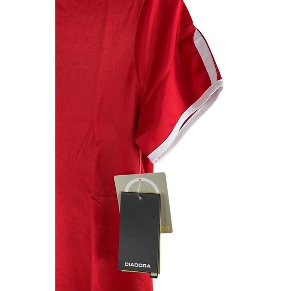 Diadora DiaDry Short Sleeve Women's Athletic Soccer Running Jersey Red White S - Picture 3 of 10